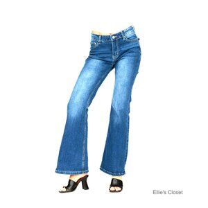Flare Denim High-Rise Slim Fit Stretch Jeans Retro Y2k Style